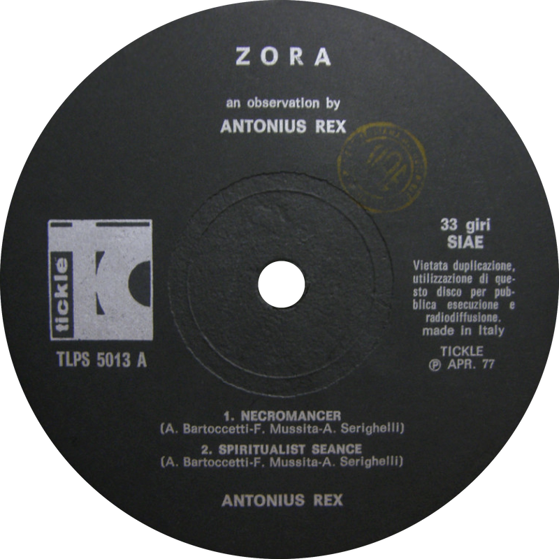 ANTONIUS REX • Zora • Tickle TLPS 5013 • ITA 1977 - ALLAROUNDAHOLE