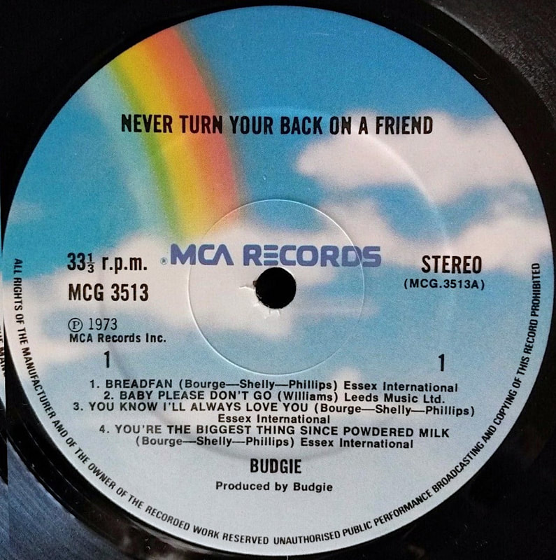 BUDGIE - Never Turn Your Back On A Friend - MCA MDKS 8010 - UK 1973 ...