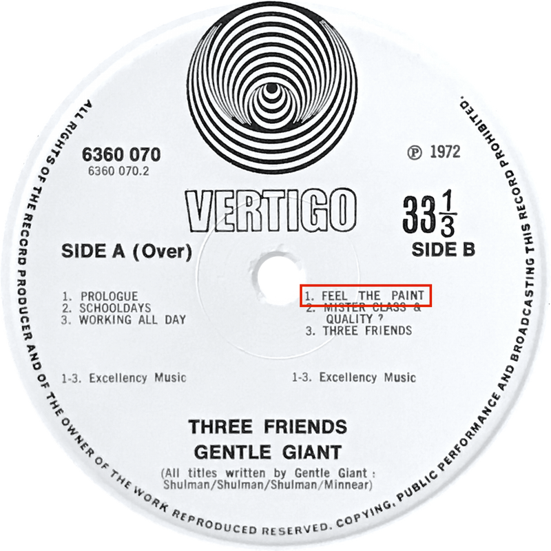 GENTLE GIANT - Three Friends - Vertigo 6360 070 - UK 1972 
